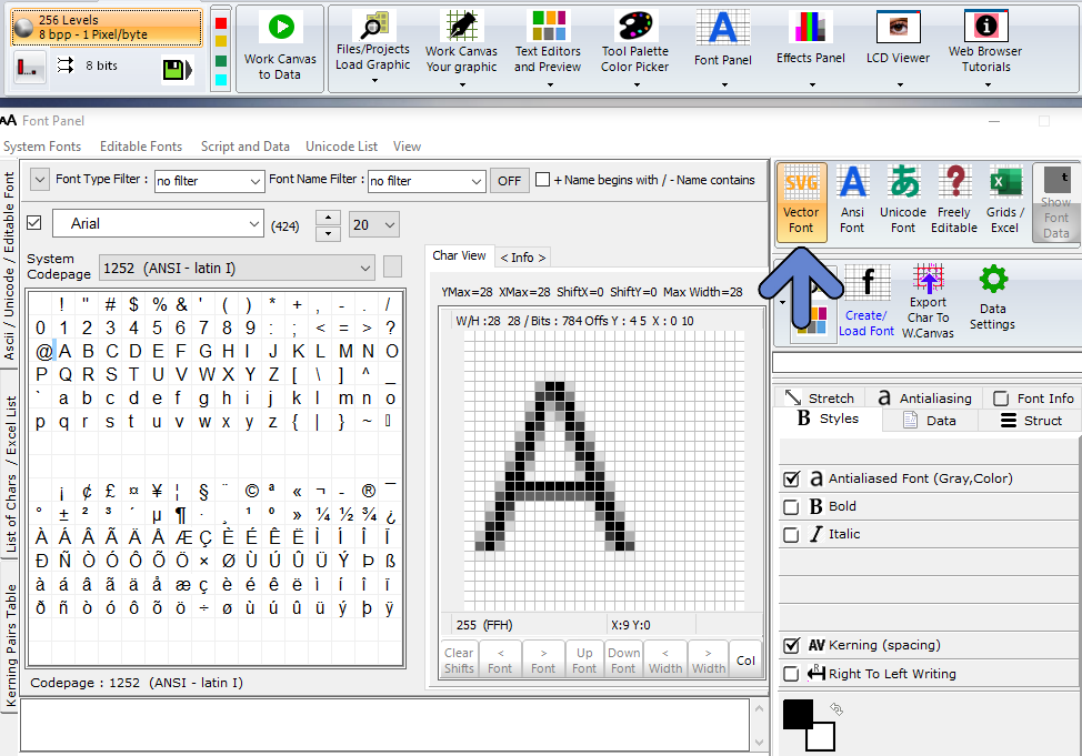Glcd Font Editor Bitmap2lcd Software Tool Blog About Glcd Displays And Programming