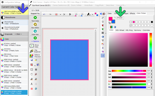 Bitmap2lcd : About Work Canvas and Color Depth - Bitmap2LCD Software ...